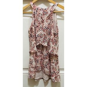 White House Black Market Floral Tiered Ruffle‎ Halter Neck Top Size 0